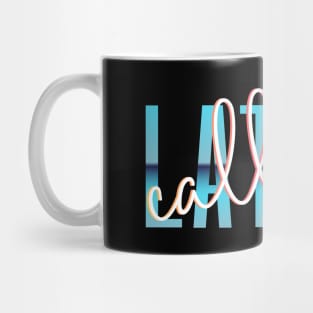 Call Me Latino '80s Retro Metallic Gradient Signature Font Design - see my store for the other versions! Mug